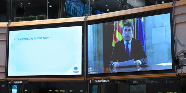 Valencia president Carlos Mazón intervening at CoR plenary