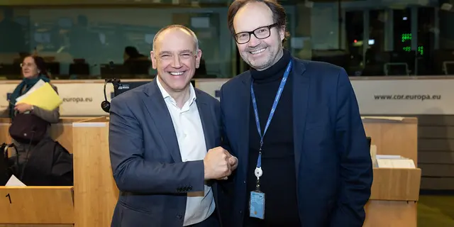 Luca Menesini with Jean-Marc Germain, European Parliament's co-rapporteur on the performance framework regulation